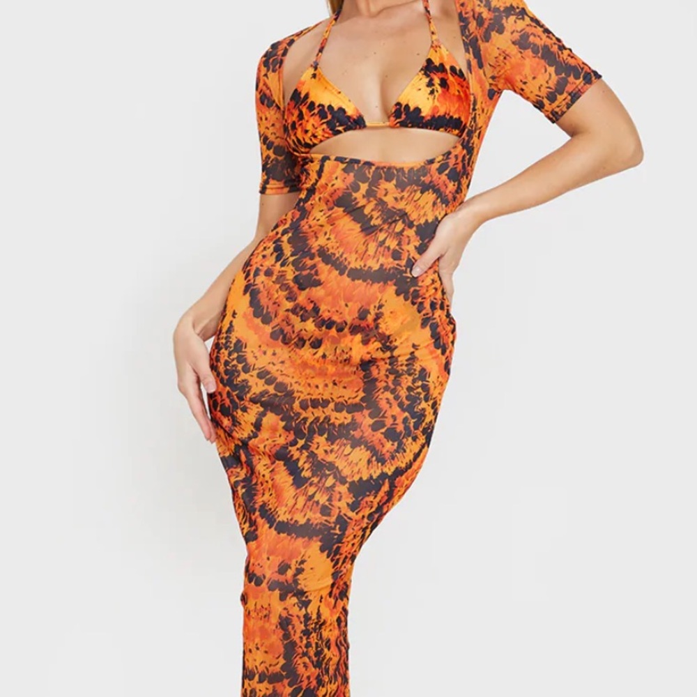 OrangeMesh maxi dress (swimsuit not included)